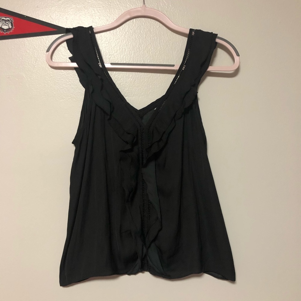 H&M BLACK RUFFLED TANK